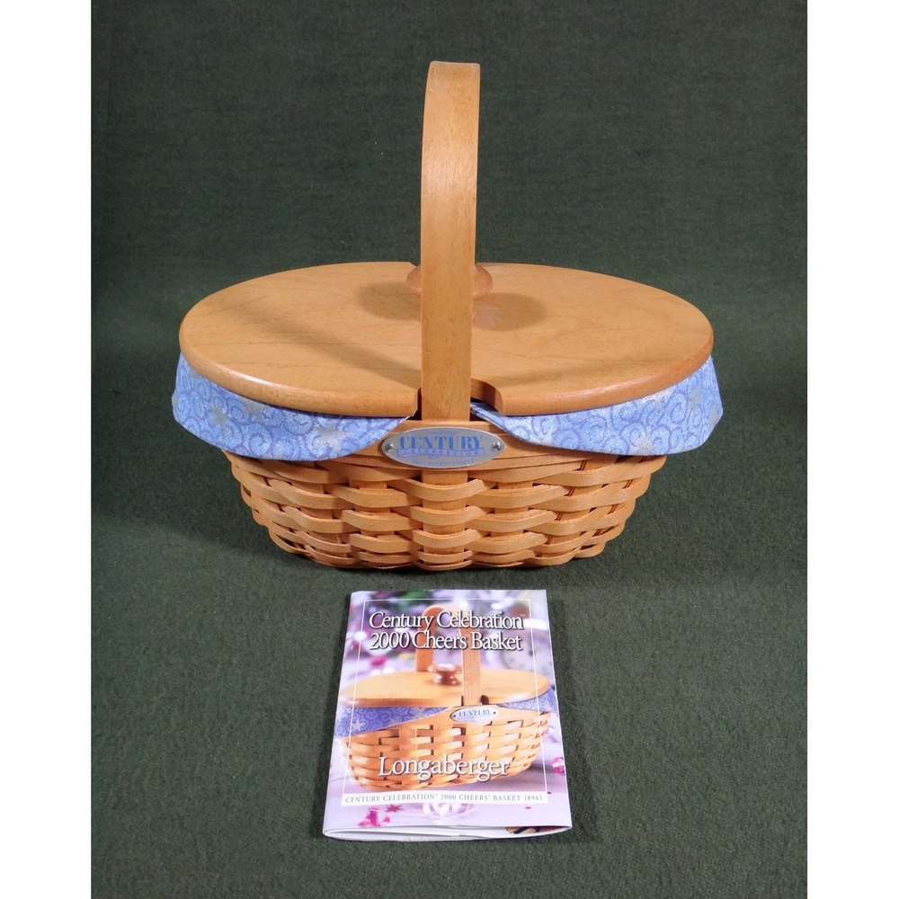 LONGABERGER basket 2000 CENTURY CELEBRATION CHEERS lid liner protector brochure